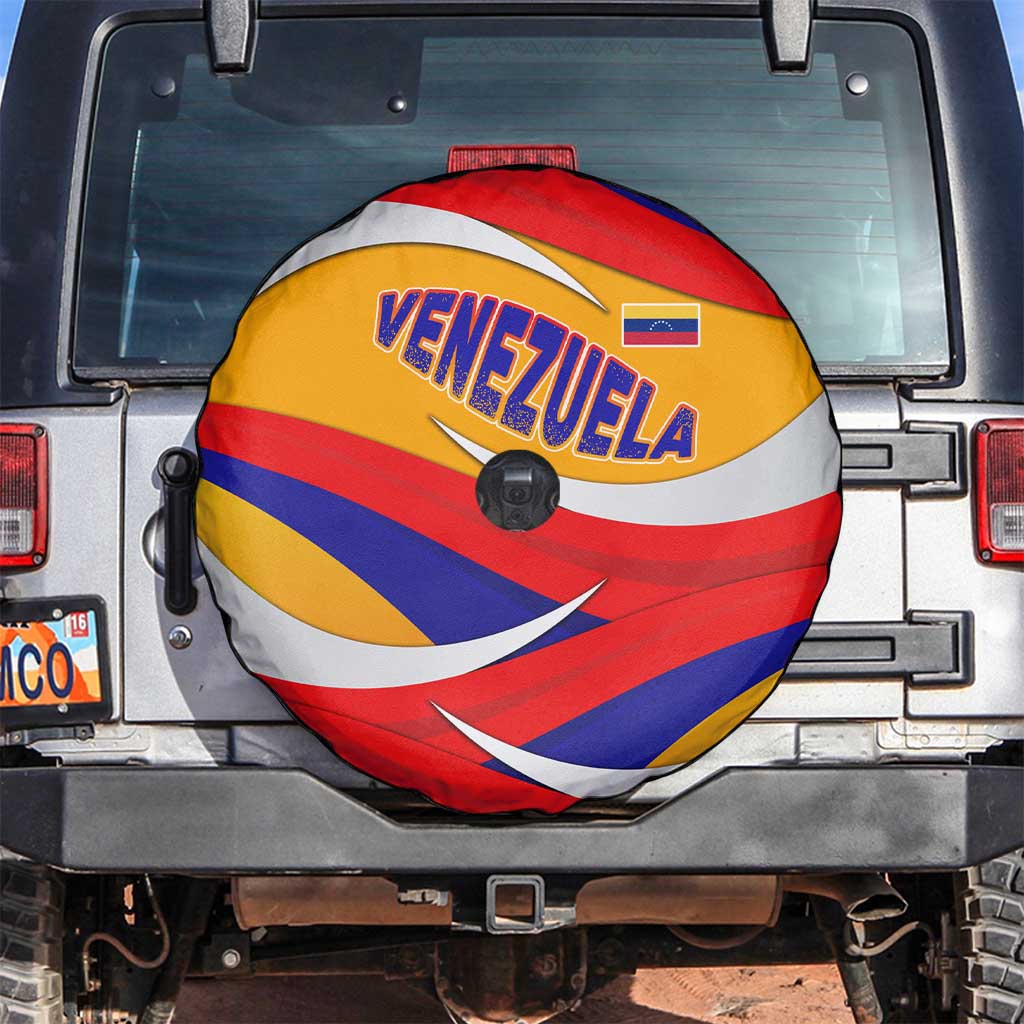 Venezuela Spare Tire Cover with Yellow Red Blue Flag Stripe Wave Spirit