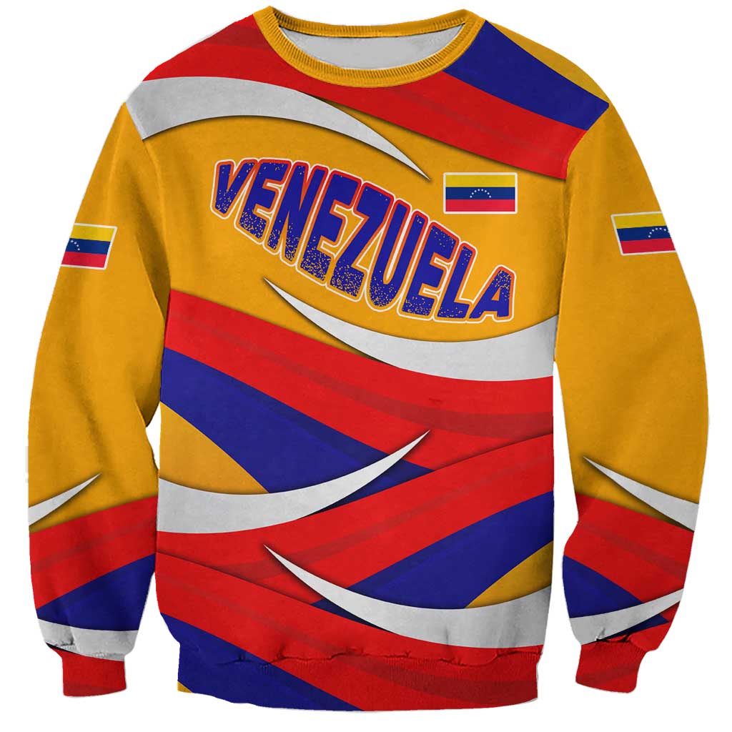 Venezuela Sweatshirt with Yellow Red Blue Flag Stripe Wave Spirit