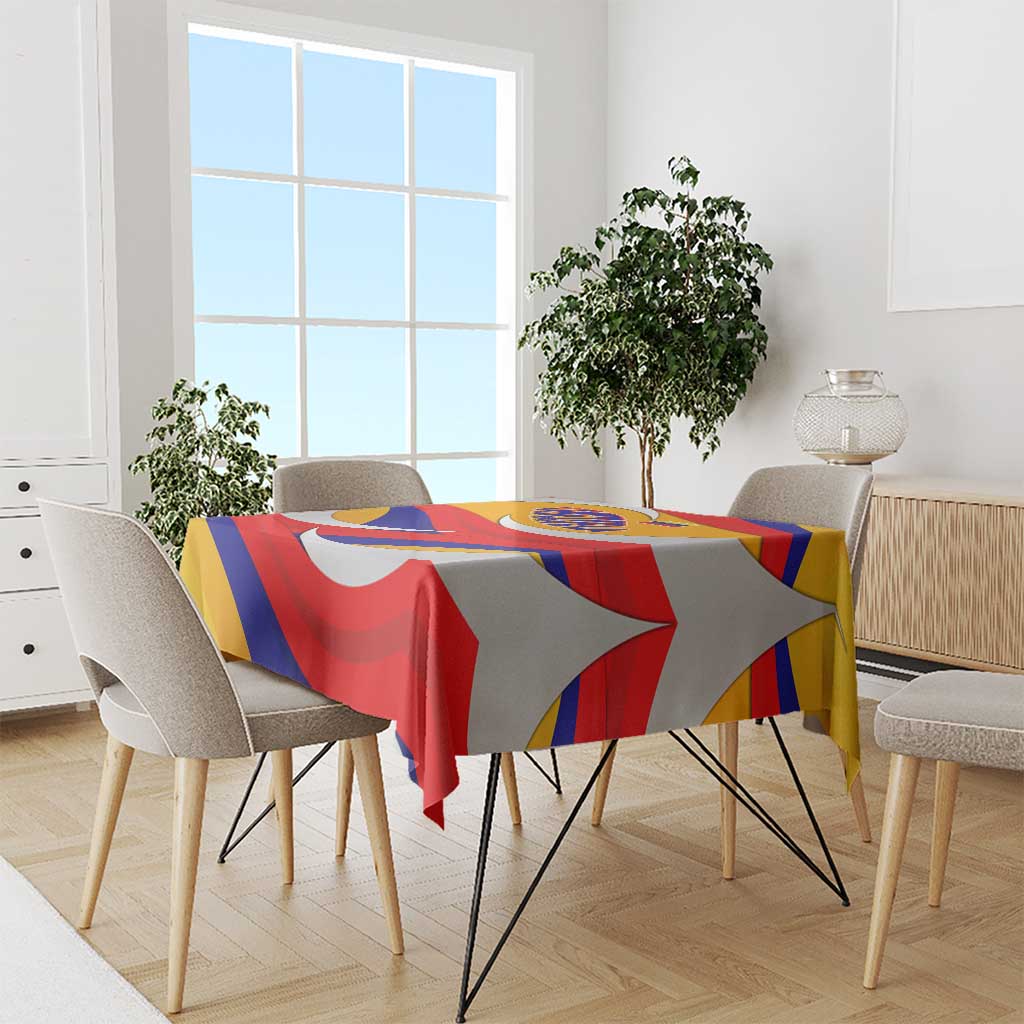 Venezuela Tablecloth with Yellow Red Blue Flag Stripe Wave Spirit