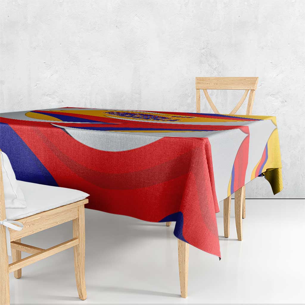 Venezuela Tablecloth with Yellow Red Blue Flag Stripe Wave Spirit