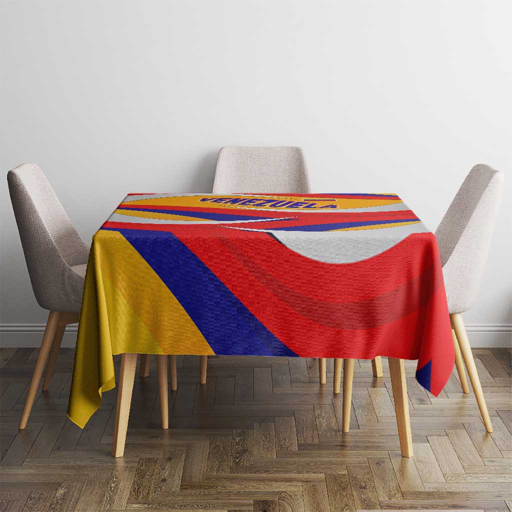 Venezuela Tablecloth with Yellow Red Blue Flag Stripe Wave Spirit