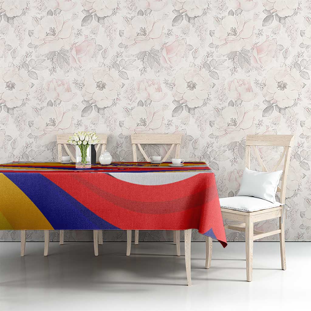 Venezuela Tablecloth with Yellow Red Blue Flag Stripe Wave Spirit