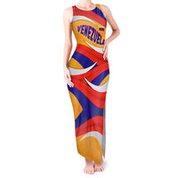 Venezuela Tank Maxi Dress with Yellow Red Blue Flag Stripe Wave Spirit