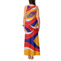 Venezuela Tank Maxi Dress with Yellow Red Blue Flag Stripe Wave Spirit