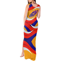 Venezuela Tank Maxi Dress with Yellow Red Blue Flag Stripe Wave Spirit