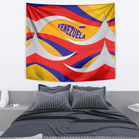 Venezuela Tapestry with Yellow Red Blue Flag Stripe Wave Spirit