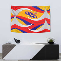 Venezuela Tapestry with Yellow Red Blue Flag Stripe Wave Spirit