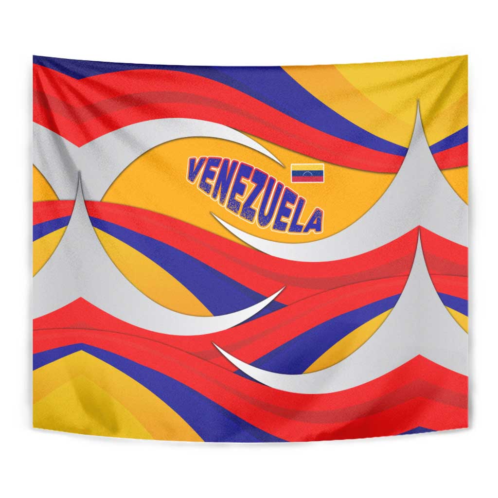 Venezuela Tapestry with Yellow Red Blue Flag Stripe Wave Spirit