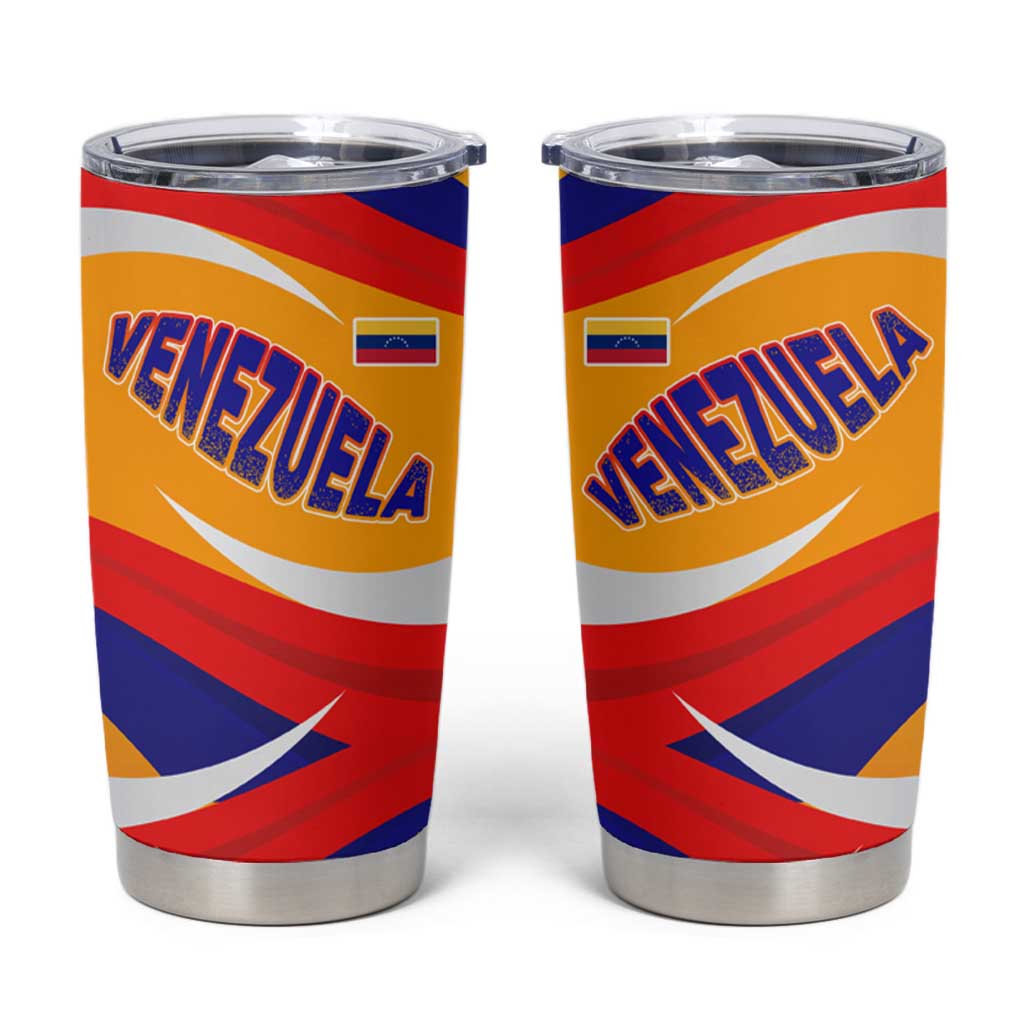 Venezuela Tumbler Cup with Yellow Red Blue Flag Stripe Wave Spirit
