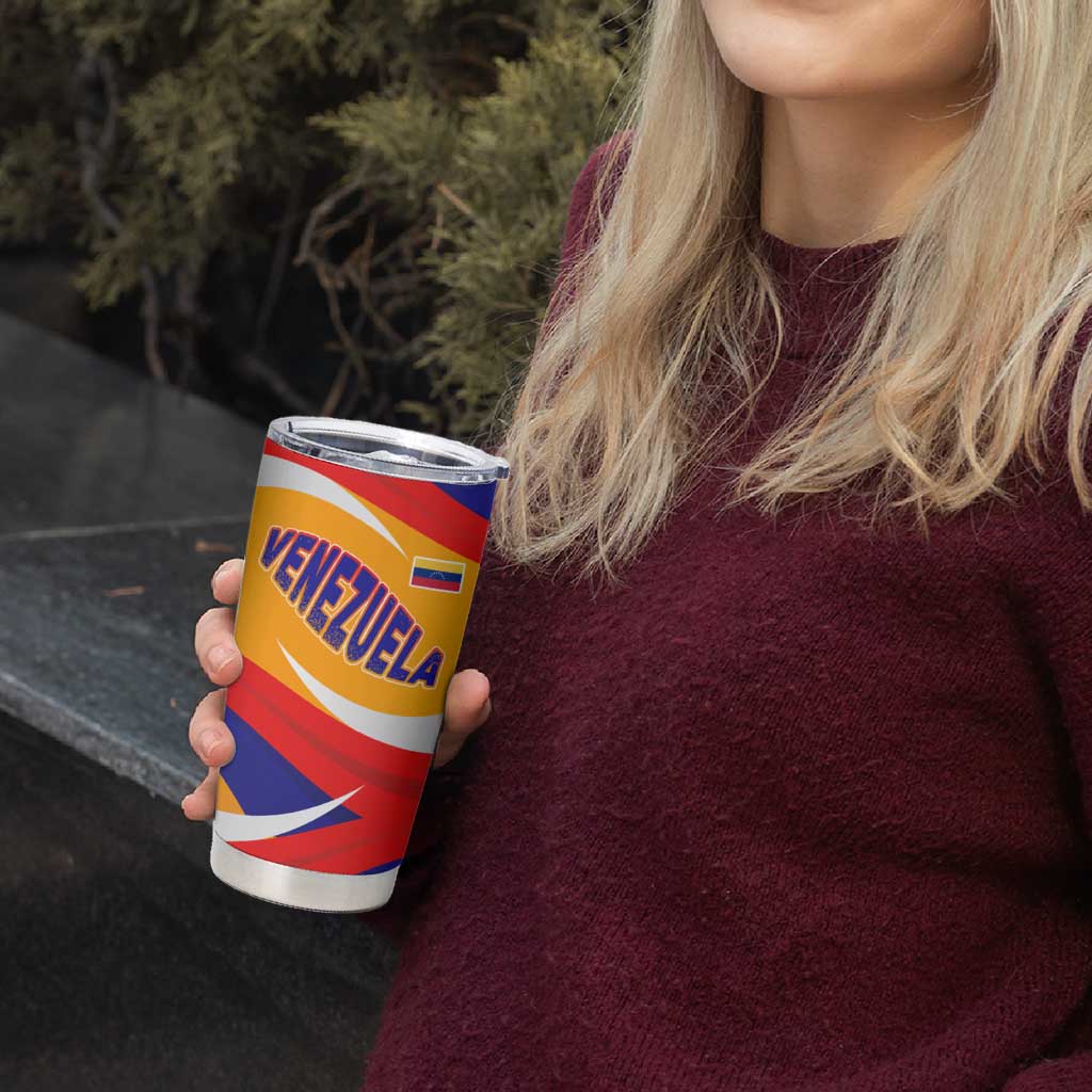 Venezuela Tumbler Cup with Yellow Red Blue Flag Stripe Wave Spirit