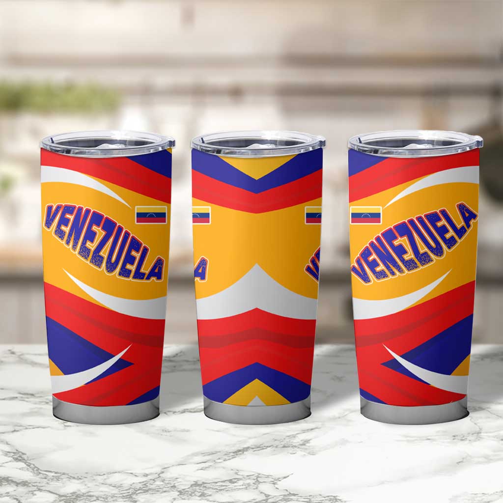Venezuela Tumbler Cup with Yellow Red Blue Flag Stripe Wave Spirit