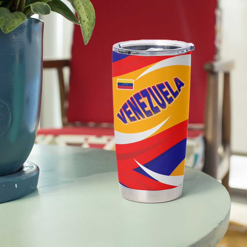 Venezuela Tumbler Cup with Yellow Red Blue Flag Stripe Wave Spirit
