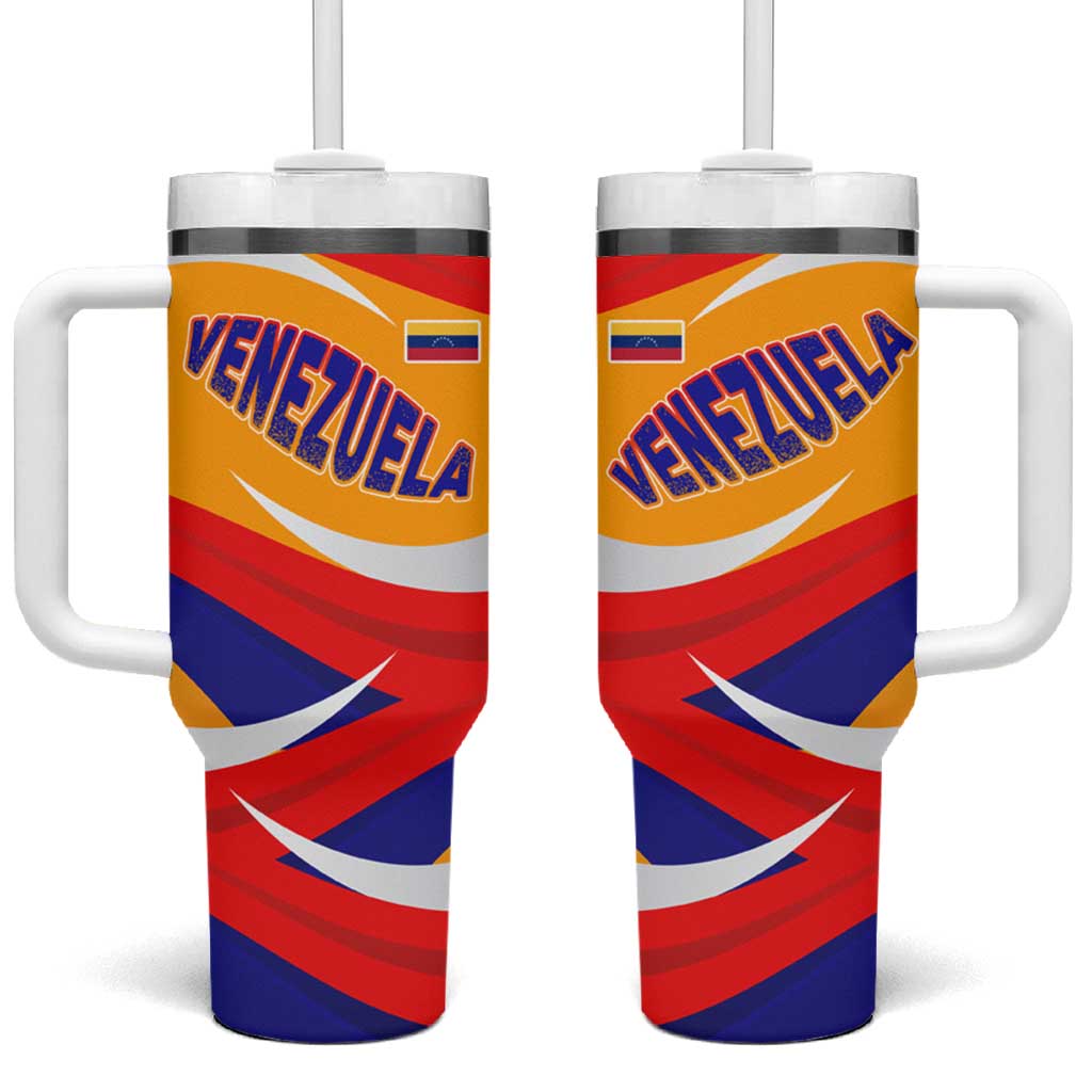 Venezuela Tumbler With Handle with Yellow Red Blue Flag Stripe Wave Spirit