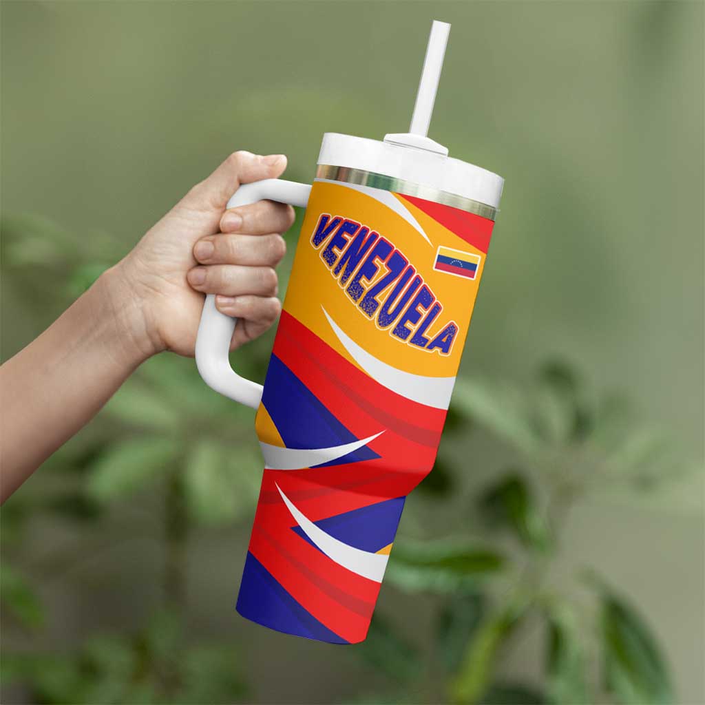 Venezuela Tumbler With Handle with Yellow Red Blue Flag Stripe Wave Spirit