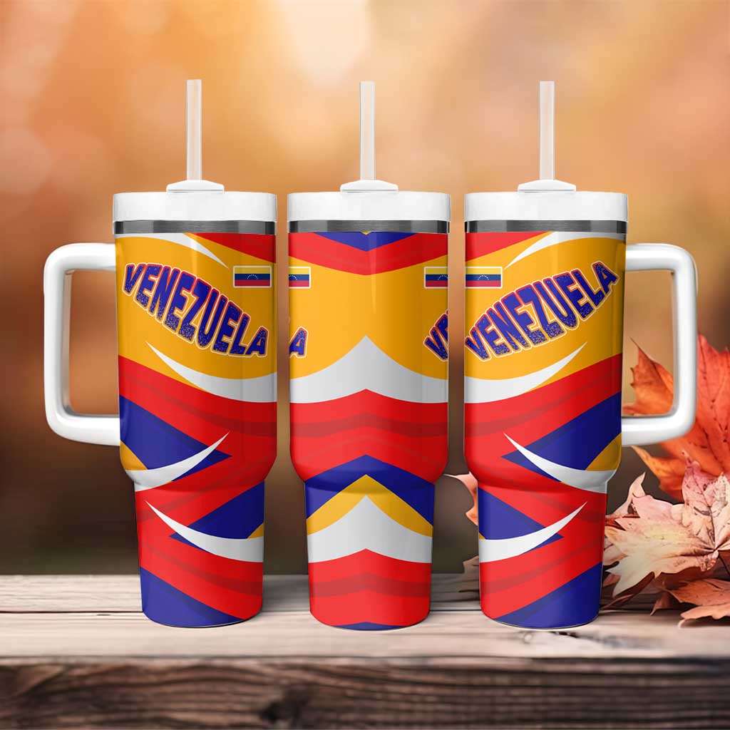 Venezuela Tumbler With Handle with Yellow Red Blue Flag Stripe Wave Spirit
