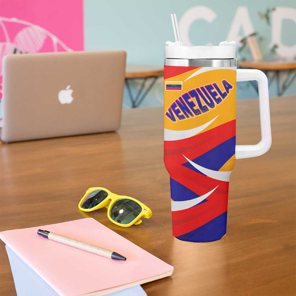 Venezuela Tumbler With Handle with Yellow Red Blue Flag Stripe Wave Spirit