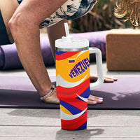 Venezuela Tumbler With Handle with Yellow Red Blue Flag Stripe Wave Spirit