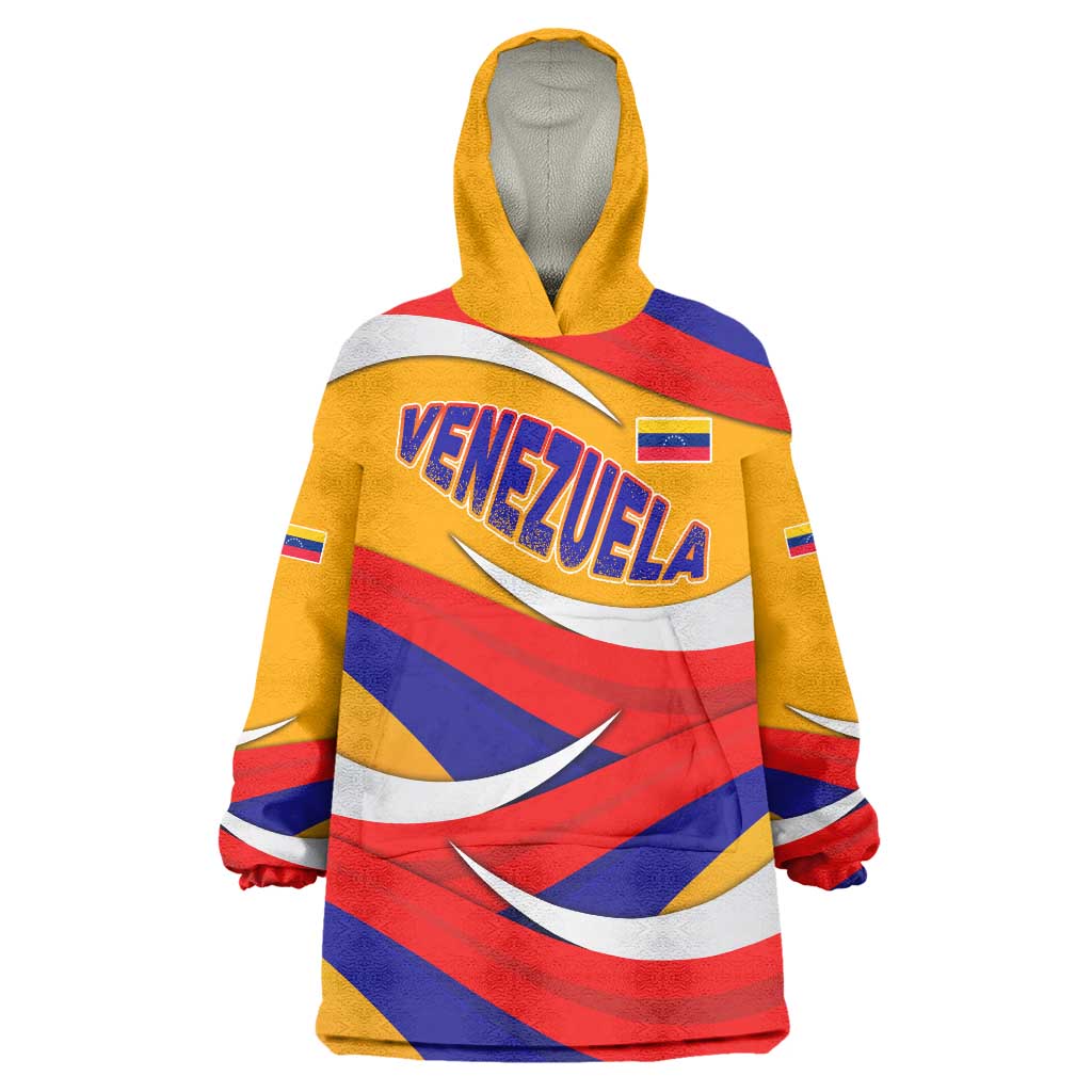 Venezuela Wearable Blanket Hoodie with Yellow Red Blue Flag Stripe Wave Spirit
