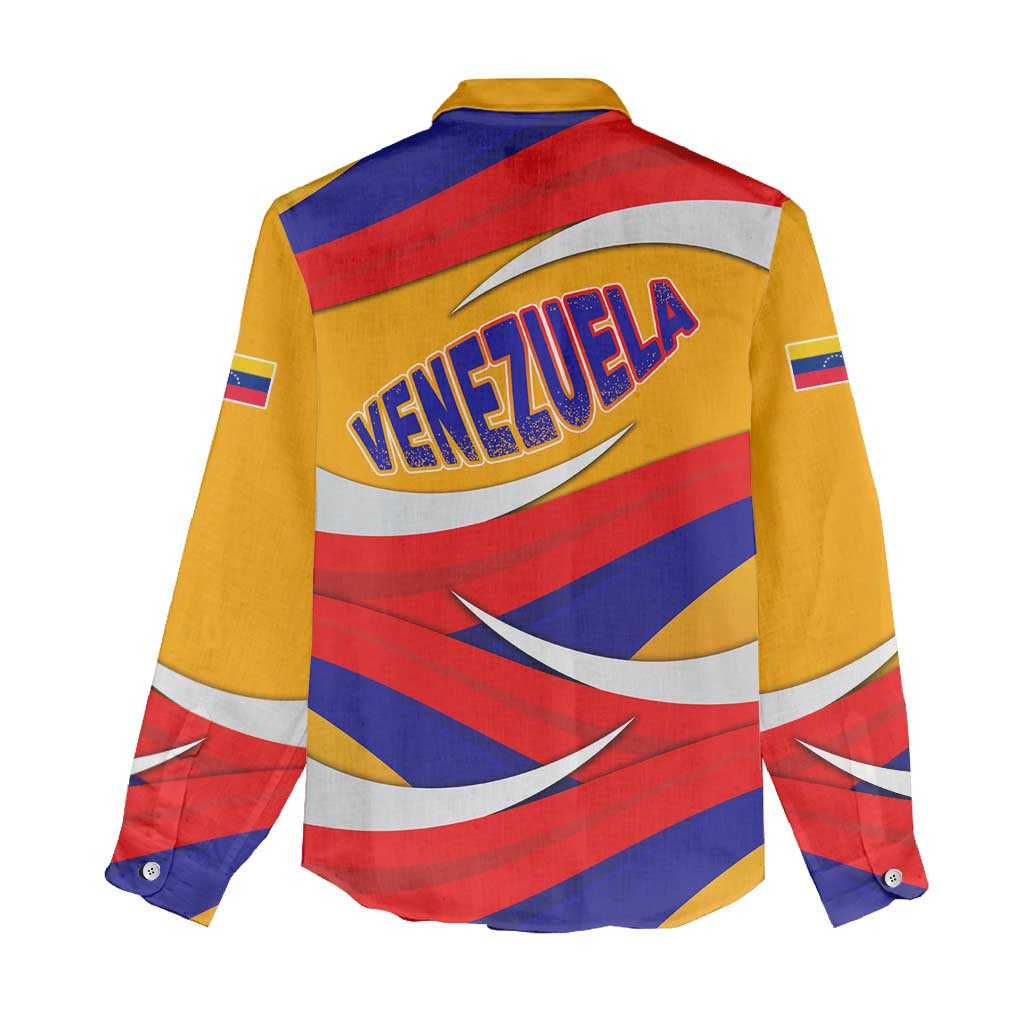 Venezuela Women Casual Shirt with Yellow Red Blue Flag Stripe Wave Spirit