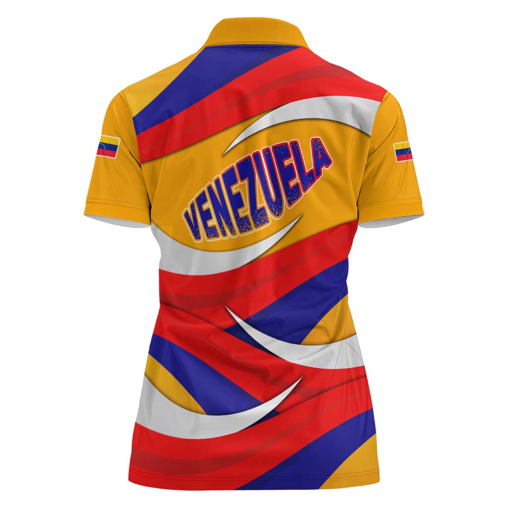 Venezuela Women Polo Shirt with Yellow Red Blue Flag Stripe Wave Spirit