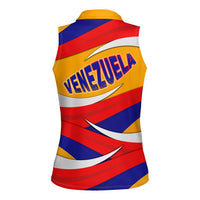 Venezuela Women Sleeveless Polo Shirt with Yellow Red Blue Flag Stripe Wave Spirit