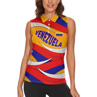 Venezuela Women Sleeveless Polo Shirt with Yellow Red Blue Flag Stripe Wave Spirit