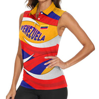 Venezuela Women Sleeveless Polo Shirt with Yellow Red Blue Flag Stripe Wave Spirit