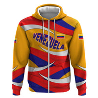 Venezuela Zip Hoodie with Yellow Red Blue Flag Stripe Wave Spirit