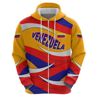 Venezuela Zip Hoodie with Yellow Red Blue Flag Stripe Wave Spirit