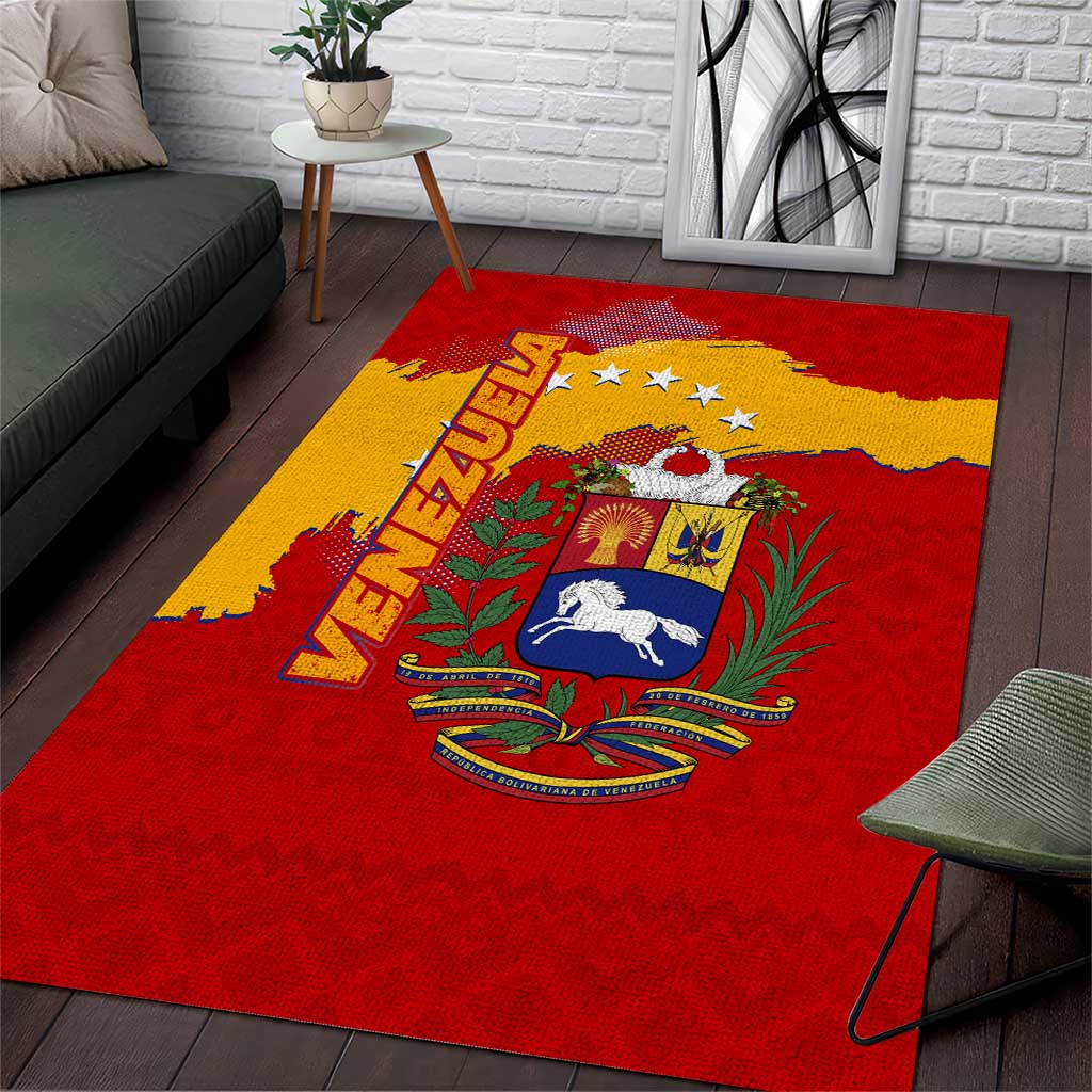 Venezuela Area Rug with National Coat of Arms Flag Map Spirit
