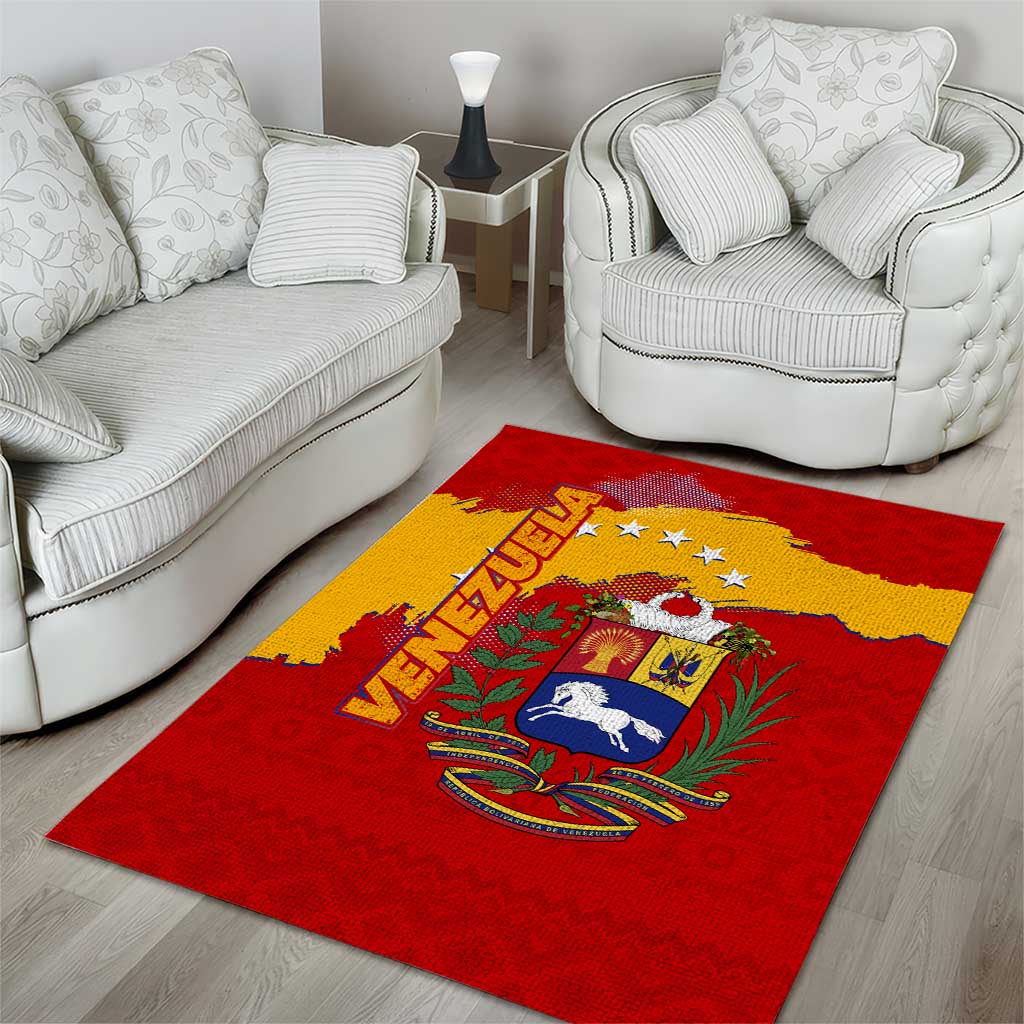 Venezuela Area Rug with National Coat of Arms Flag Map Spirit