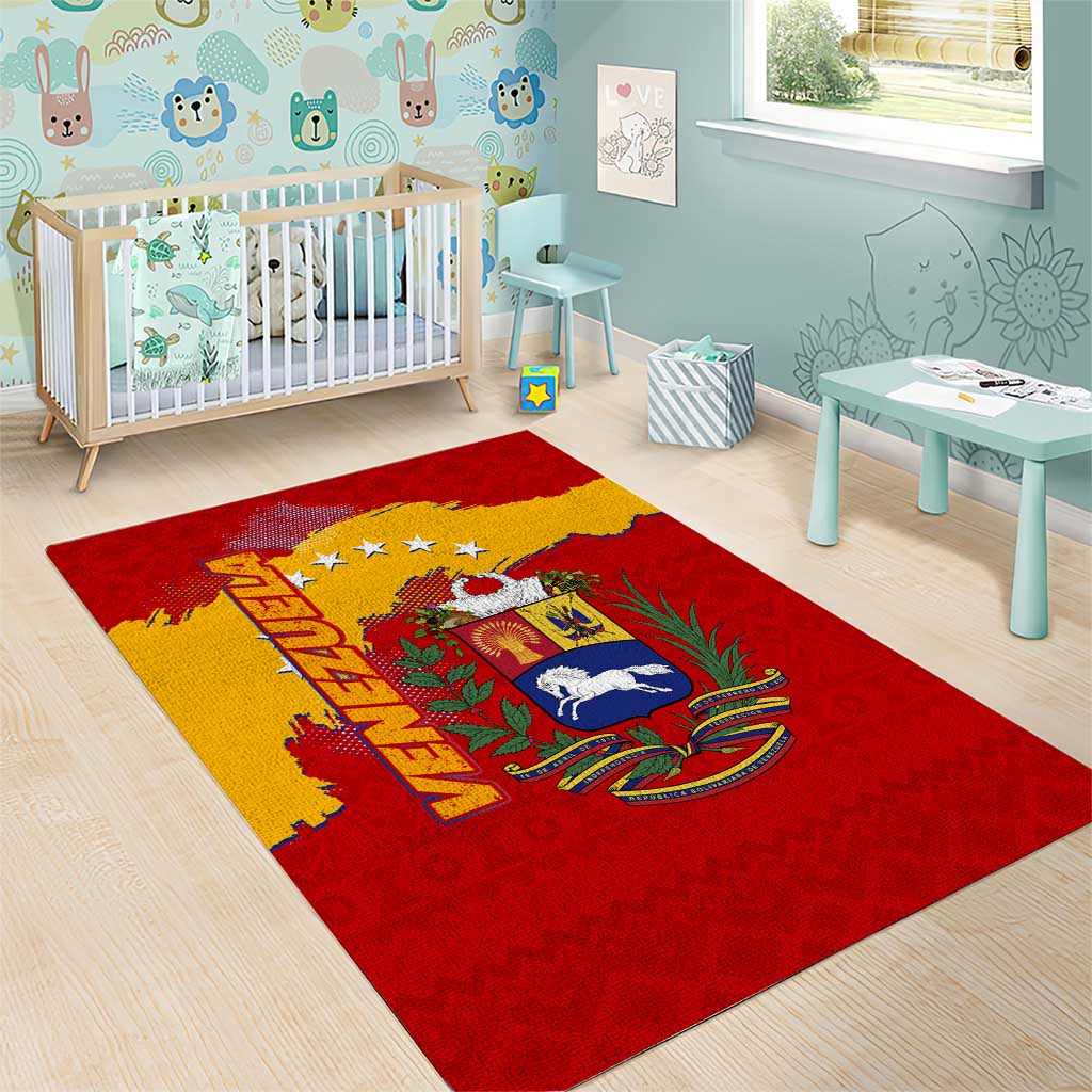 Venezuela Area Rug with National Coat of Arms Flag Map Spirit