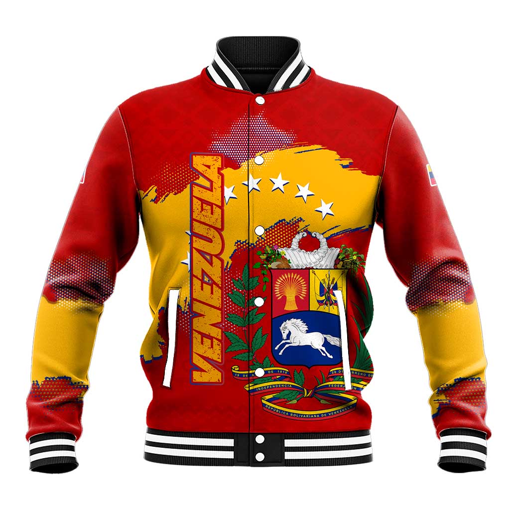 Venezuela Baseball Jacket with National Coat of Arms Flag Map Spirit