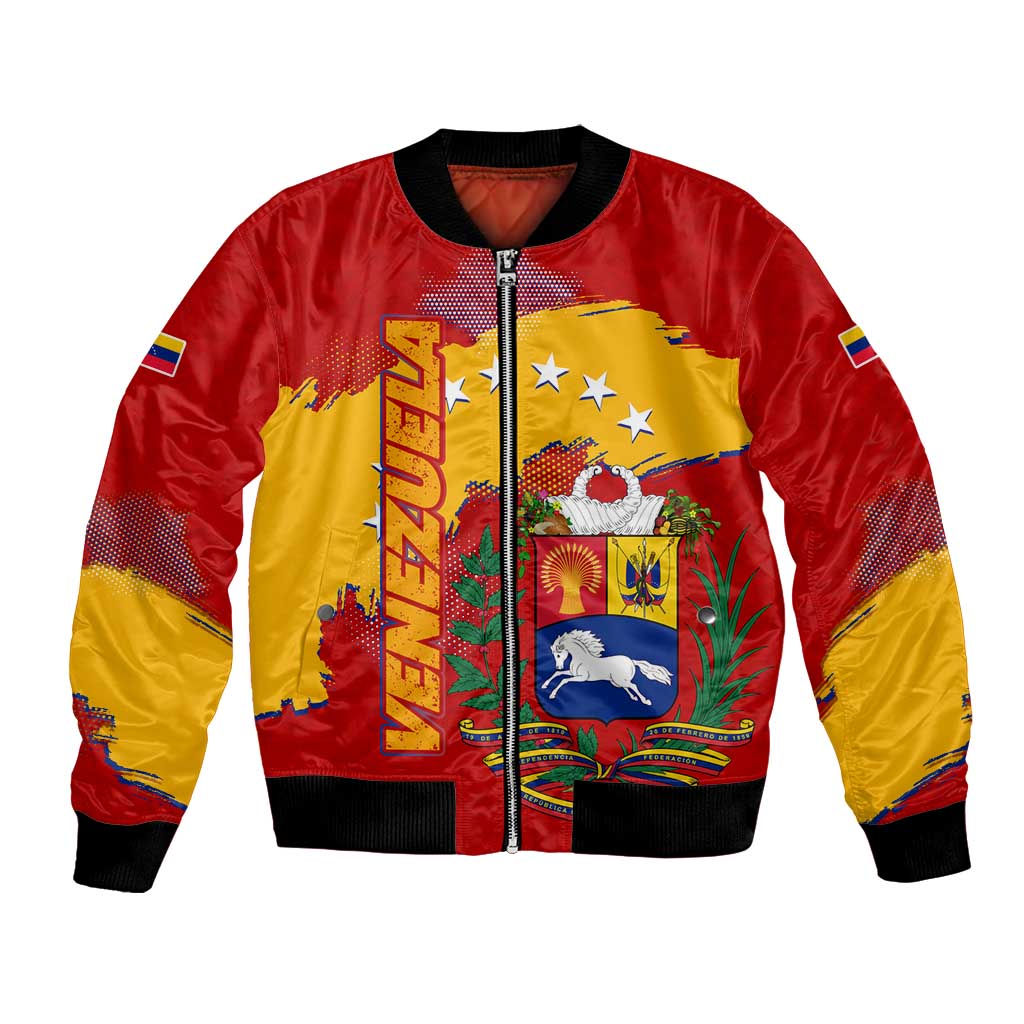 Venezuela Bomber Jacket with National Coat of Arms Flag Map Spirit