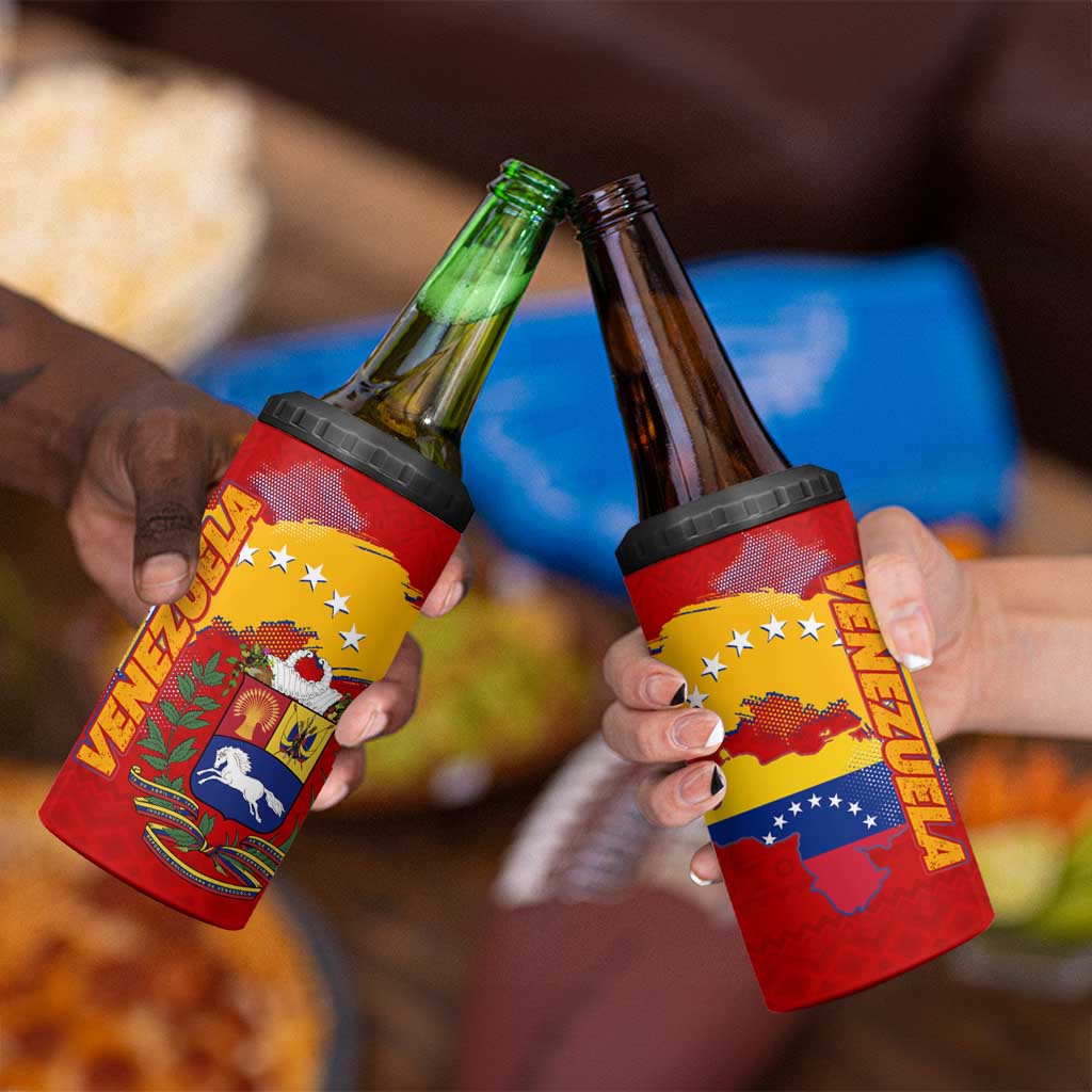 Venezuela 4 in 1 Can Cooler Tumbler with National Coat of Arms Flag Map Spirit