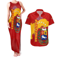 Venezuela Couples Matching Tank Maxi Dress and Hawaiian Shirt with National Coat of Arms Flag Map Spirit