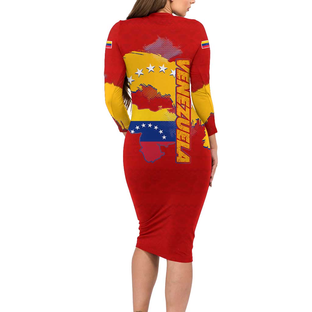 Venezuela Family Matching Long Sleeve Bodycon Dress and Hawaiian Shirt with National Coat of Arms Flag Map Spirit