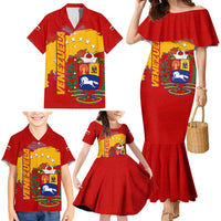 Venezuela Family Matching Mermaid Dress and Hawaiian Shirt with National Coat of Arms Flag Map Spirit