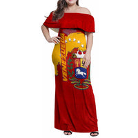 Venezuela Family Matching Off Shoulder Maxi Dress and Hawaiian Shirt with National Coat of Arms Flag Map Spirit