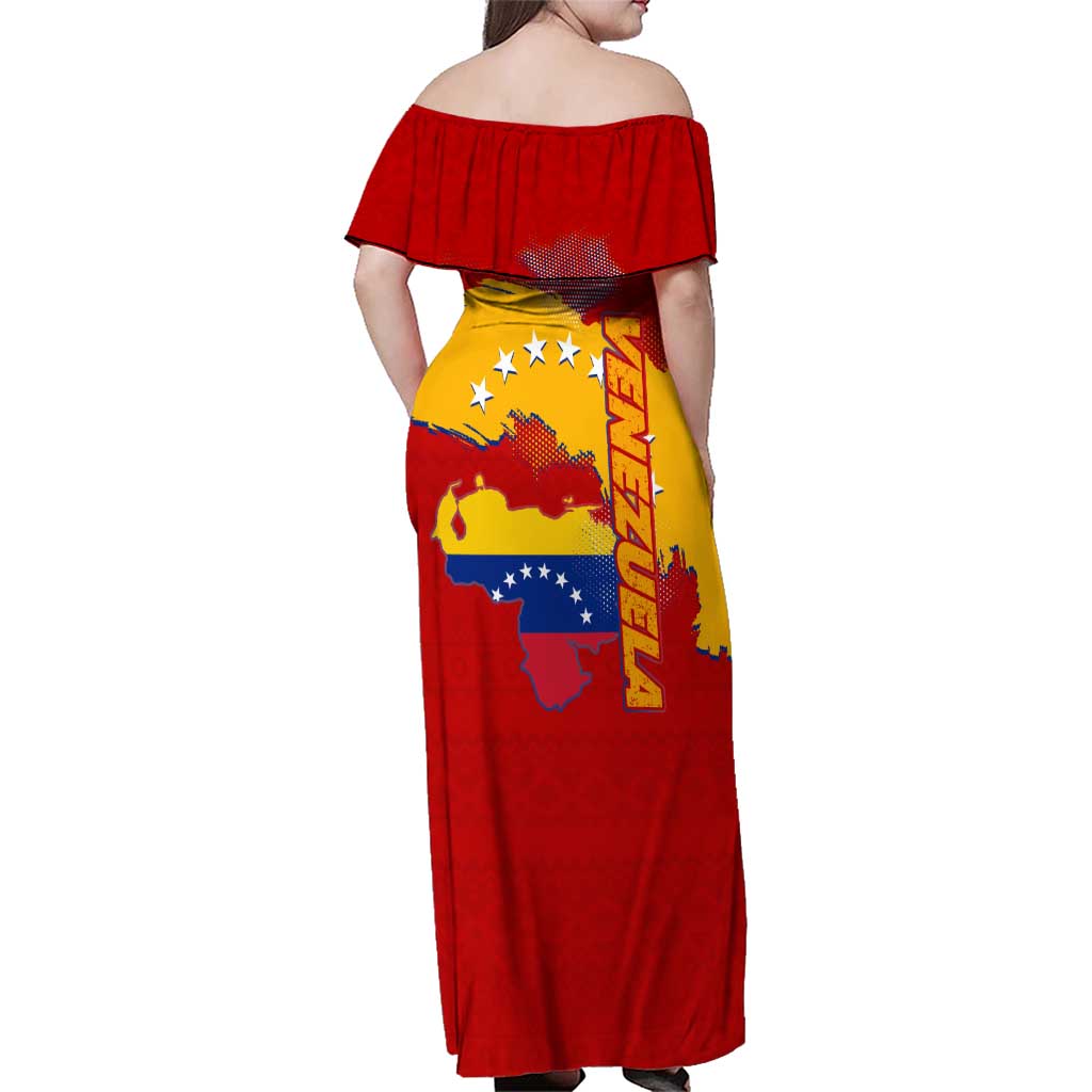Venezuela Family Matching Off Shoulder Maxi Dress and Hawaiian Shirt with National Coat of Arms Flag Map Spirit