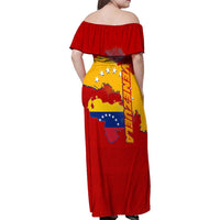 Venezuela Family Matching Off Shoulder Maxi Dress and Hawaiian Shirt with National Coat of Arms Flag Map Spirit