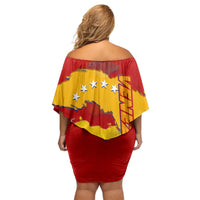 Venezuela Family Matching Off Shoulder Short Dress and Hawaiian Shirt with National Coat of Arms Flag Map Spirit