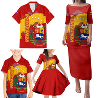 Venezuela Family Matching Puletasi and Hawaiian Shirt with National Coat of Arms Flag Map Spirit