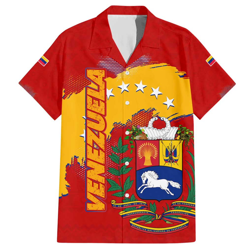 Venezuela Family Matching Short Sleeve Bodycon Dress and Hawaiian Shirt with National Coat of Arms Flag Map Spirit