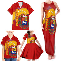Venezuela Family Matching Tank Maxi Dress and Hawaiian Shirt with National Coat of Arms Flag Map Spirit