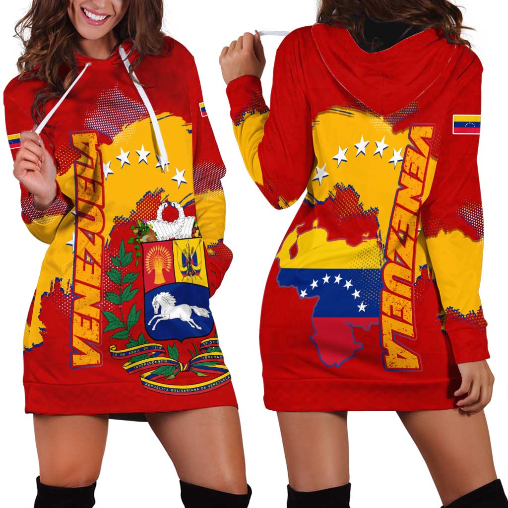 Venezuela Hoodie Dress with National Coat of Arms Flag Map Spirit