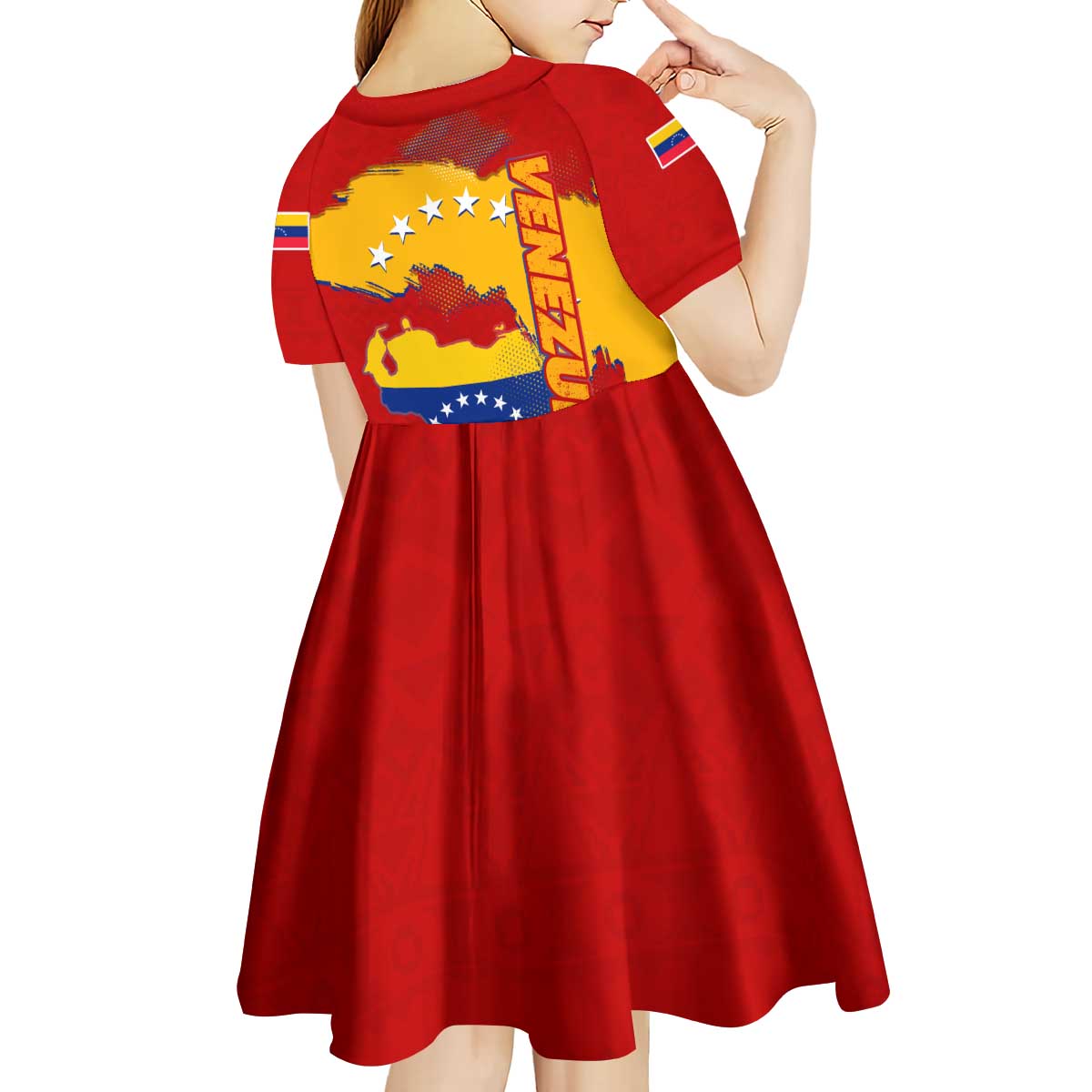 Venezuela Kid Short Sleeve Dress with National Coat of Arms Flag Map Spirit