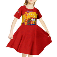 Venezuela Kid Short Sleeve Dress with National Coat of Arms Flag Map Spirit