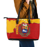 Venezuela Leather Tote Bag with National Coat of Arms Flag Map Spirit