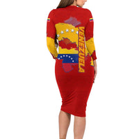 Venezuela Long Sleeve Bodycon Dress with National Coat of Arms Flag Map Spirit